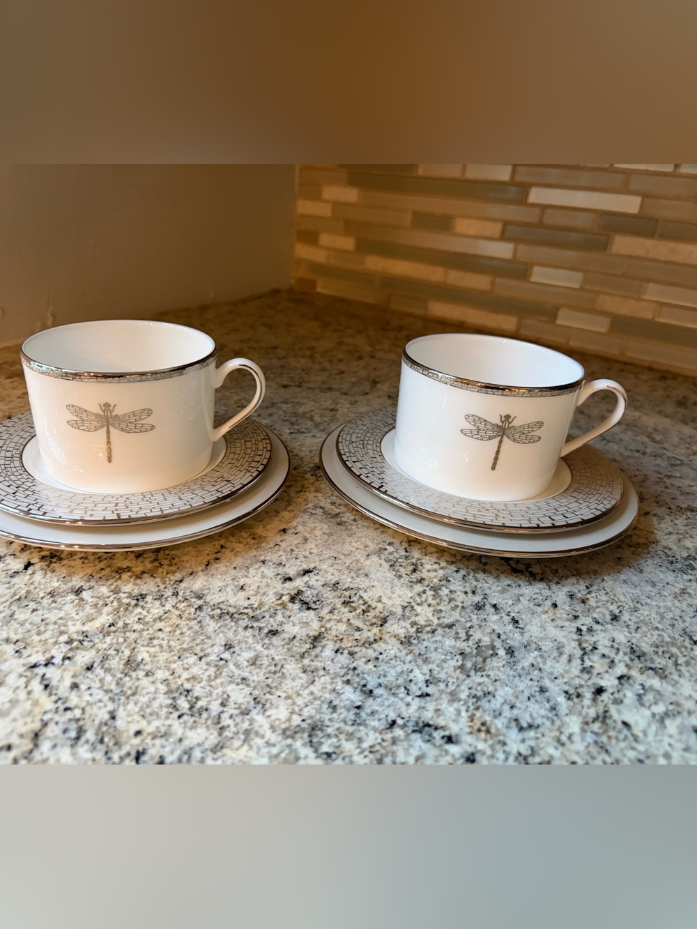 KATE SPADE JUNE LANE 3 PIECE SET COFFEE SAUCER KITCHEN LENOX DRAGONFLY